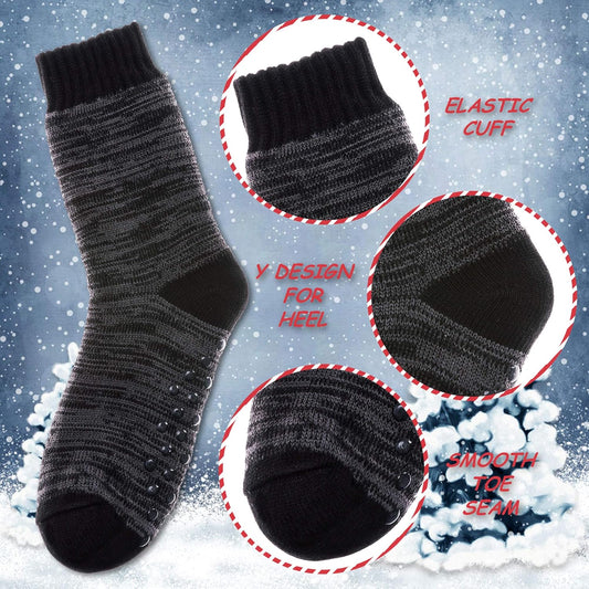 Mens Fuzzy Slipper Socks Warm Thick Heavy Thermal Fleece Lined Fluffy Winter Non Slip Socks